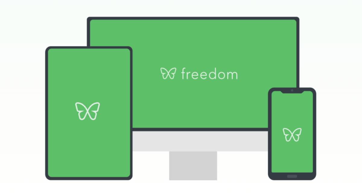 Three green digital devices—tablet, computer monitor, and smartphone—with matching butterfly logos displayed on screens.