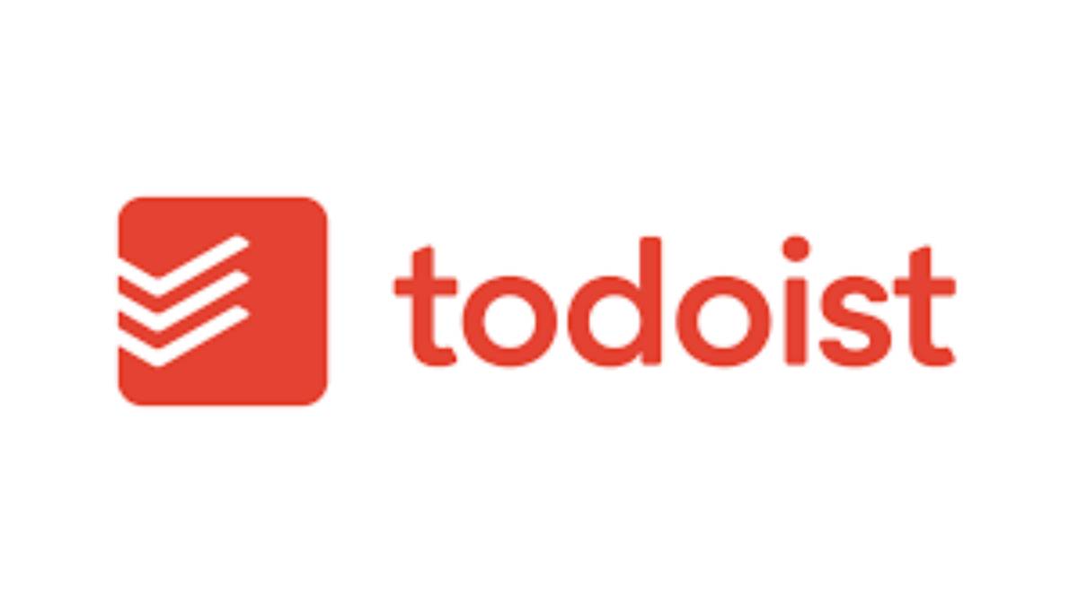 Logo of Todoist featuring a red square with three stylized white check marks next to the word todoist in red.